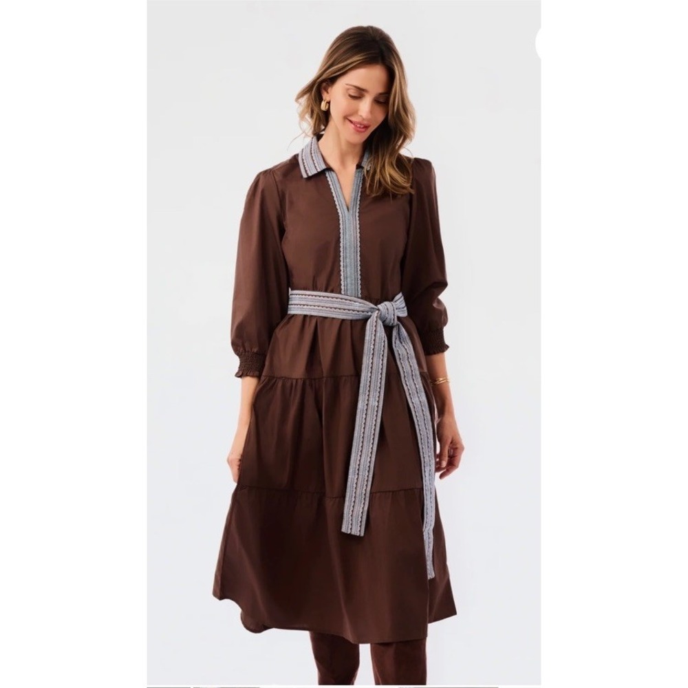 MARY SQUARE Eleanor Embroidered Dress | Aven Vines Espresso NWT SIZE M